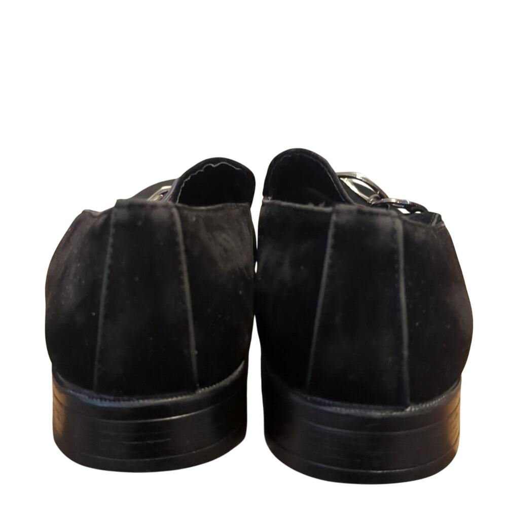 Marco Vitale Collection Black Suede Silver Tone Chain Slide On Loafer Men's 7.5 - Picture 4 of 12
